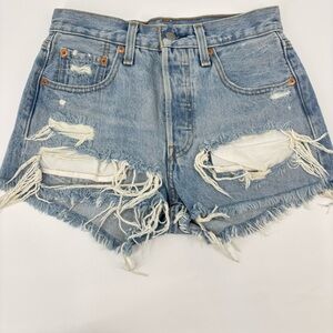 Levi’s 501 Distressed Button Fly Denim Cutoffs Shorts